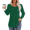 Long Sleeve Shirts For Women Tops Dressy Casual Blouses Pleated Scooped Neck Tunic Tops