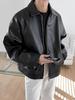Мужская повседневная куртка-бомбер из ПУ-кожи, весна 2023 - Корейский тренд