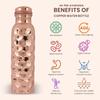 Pure Copper Water Bottle / 1 litre/Eco-friendly/Handcrafted/Wide Mouth/Reusable/Everyday Use for Yoga/Fitness Sports/Office/Travel
