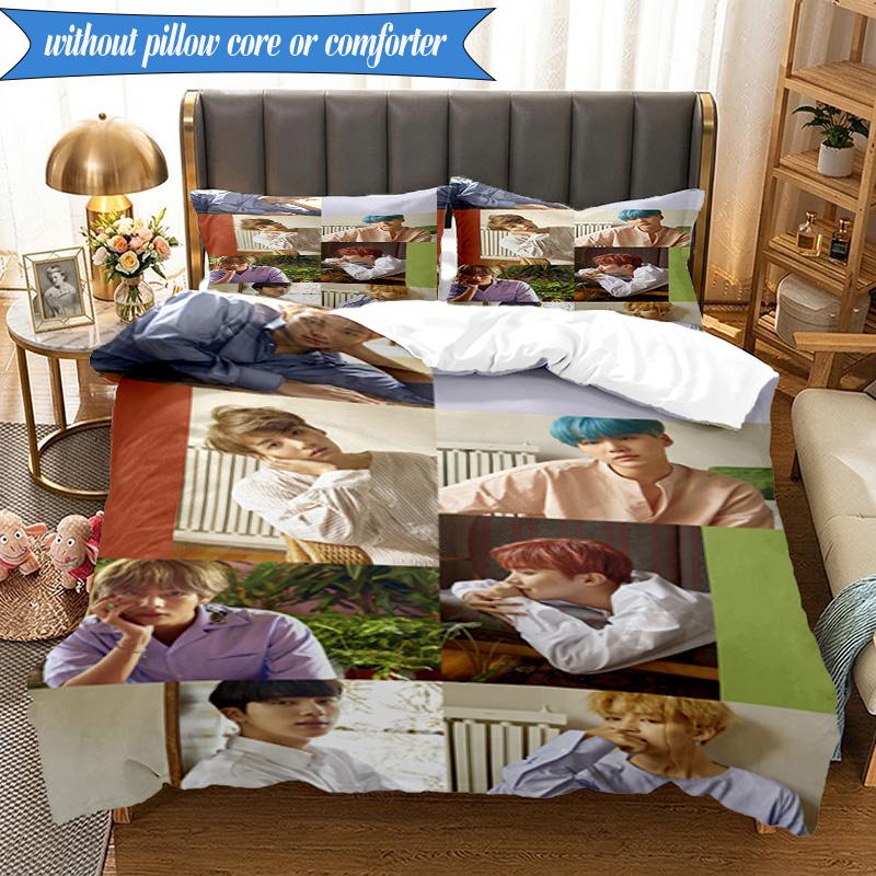 K-pop music group 3pcs K-pop music group Bedding set,Ideal for Bedroom, Dormitory,Including Duvet Cover And 2pcs Pillowcases,Fan gifts