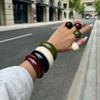 Street Style French Retro Round Smooth Open Bracelet Design Resin Ring