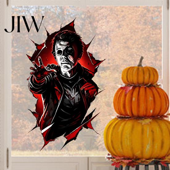 Decorative Stickers for Doors Horror Zombie Wall Decal, PVC Tearing Halloween Window Clings Creepy Party Atmosphere Supplies Glass,