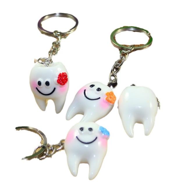 60 шт. Модель зуба в форме зуба, имитация, брелок для ключей, модный мультяшный, милый подарок для девочек, подвеска, брелок для ключей в виде зуба