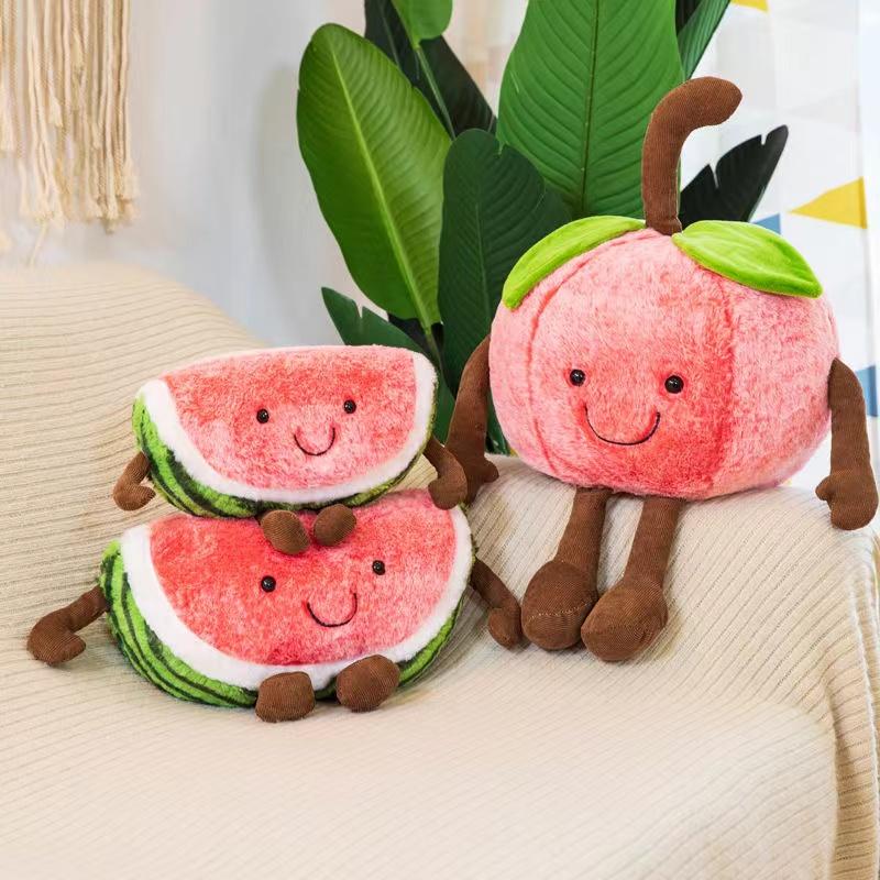 Cartoon Cherry Expression Plush Pillow Cute Fruit Stuffed Toy For All Ages 35cm 50cm 60cm
