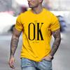 2024 Men's Street Ok Letter Print T-shirt Summer Men's Casual Short Sleeve Tops Oversized Hipster T Shirts Clothing New Menswear