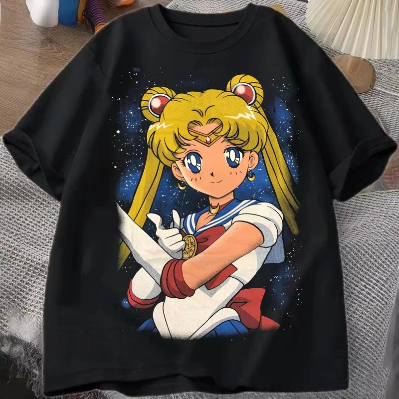 Sailor Moon Retro 90s Anime Graphic Printed Tshirt Unisexs and Womens Tshirt Unisexs Top Sports Tshirt 2026 Summer New Tee