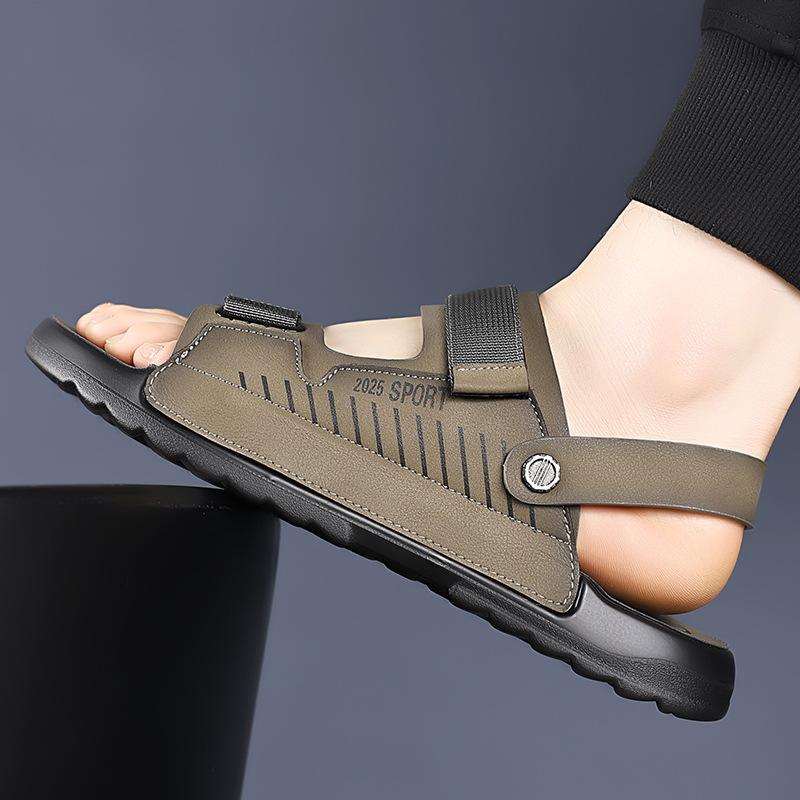 Fashion 2025 Summer New Dual-use Outdoor Sports Beach Shoes Sandals for Men Non-slip Ear-resistant Men's Slippers Fashion Leather Sandal
