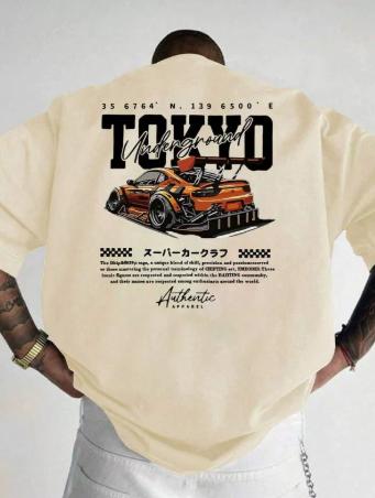 Pure Cotton Unisexs ShortSleeved TShirt with Printed Round Neck Fashionable Versatile Unique Racing Style Trendy Casual Top