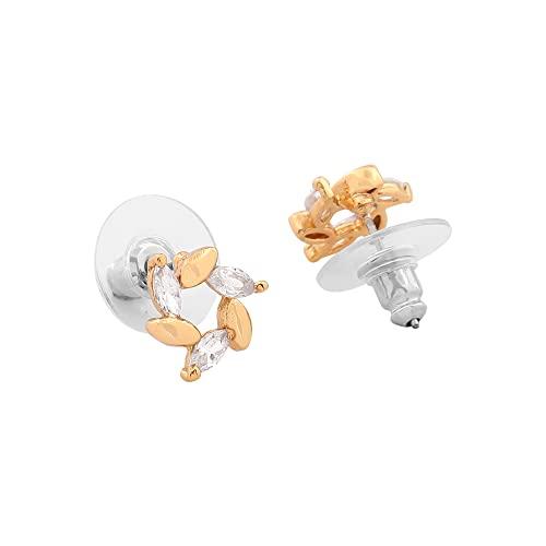 Серьги-гвоздики Estele с золотым покрытием 24 карата и американским бриллиантом в виде листьев для девочек