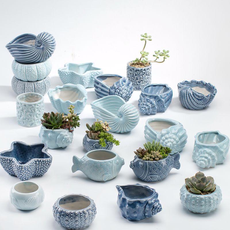 Fengge Tu Cute Cartoon Ceramic Succulent Planters - Set of 2