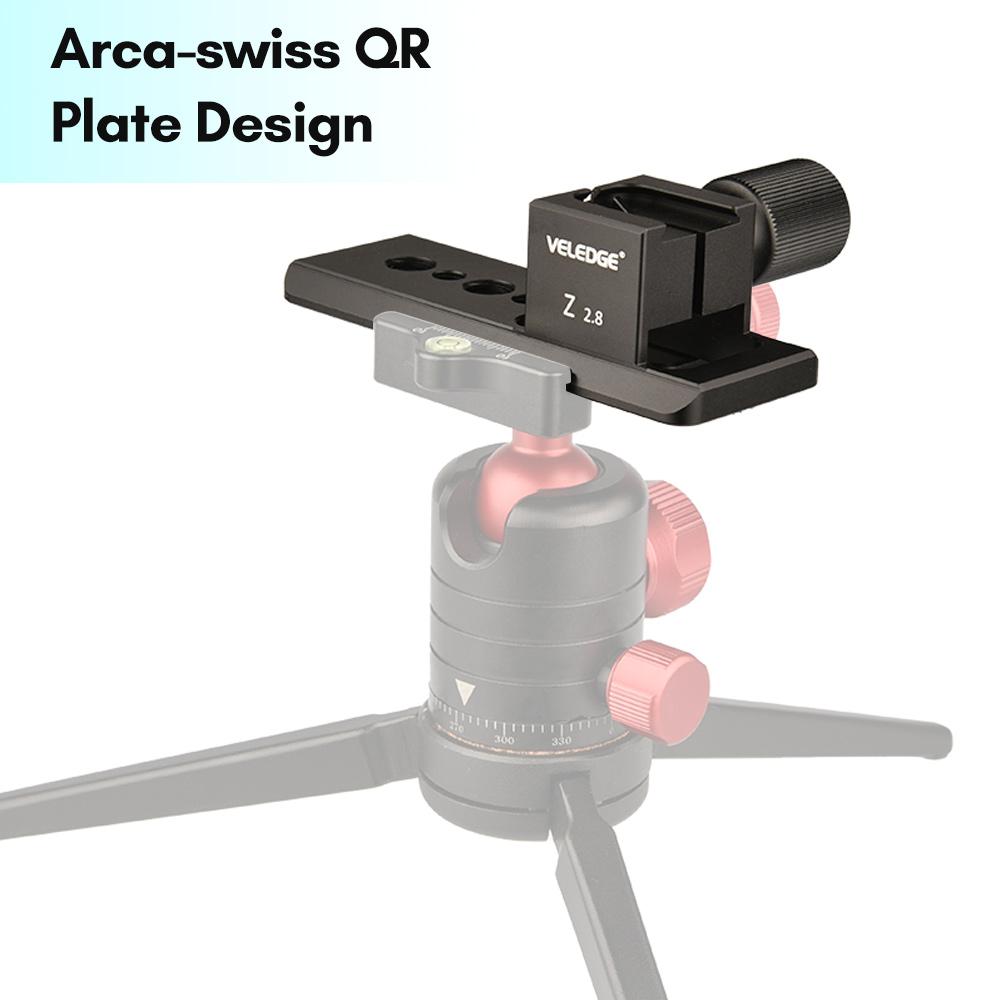 VELEDGE Aluminum Alloy Arca QR Plate Lens Collar Foot Stand Tripod Mount Base Lens Supports Holder Replacement for