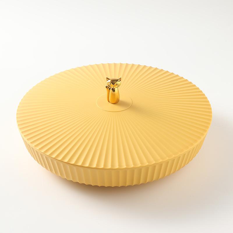 Компактный, с крышкой, прочный круглый поднос для закусок и конфет, настольные принадлежности