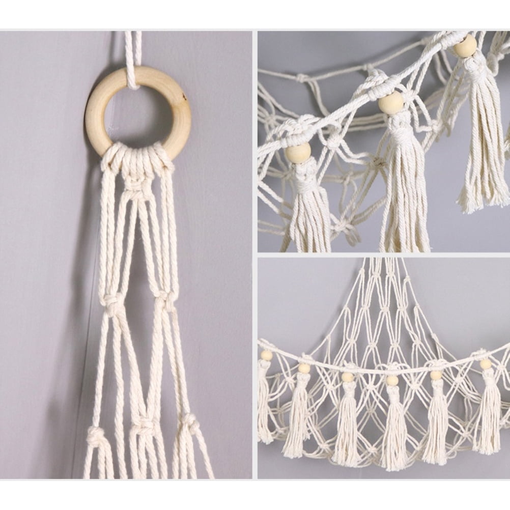 Cotton and Linen Toy Storage Hanging Net Plush Doll Organizer Mesh Bag Black