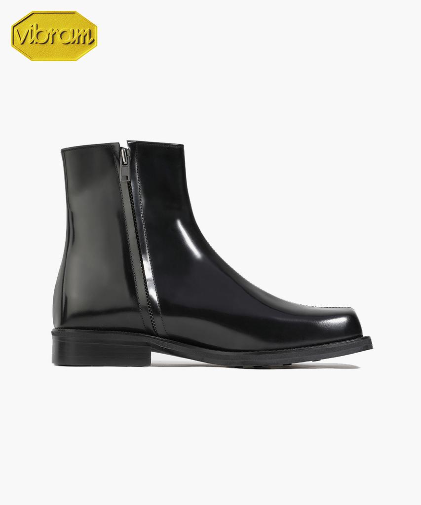 Firenze Atelier Center Cut Wide Square Toe Vibram Zip-Up Boots 5705 [Black Box]