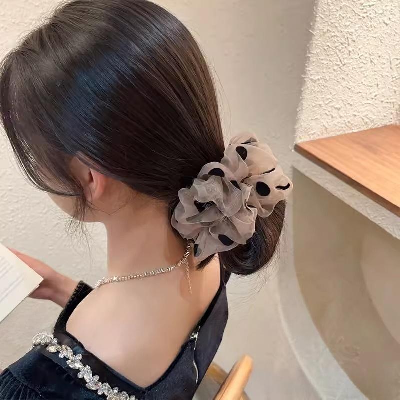 Ruffle High Elastic Hair Bands Girls French Vintage Elegant Hairbands Ribbon Hair Ties Women Girls Cute Hair Styling Accessories