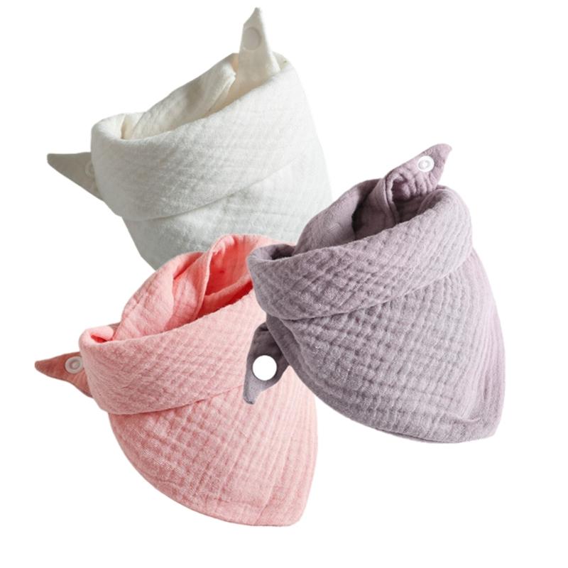 3Pcs/lot Baby Muslin Bibs Soft Cotton Solid Color Bibs Saliva Towel Boys Girls Feeding Apron Bandana Drool Stuff Bibs