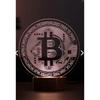 Bitcoin Led Table Lamp Wooden Base 7 Different Light Color Night Light Crypto Decorative Lighting