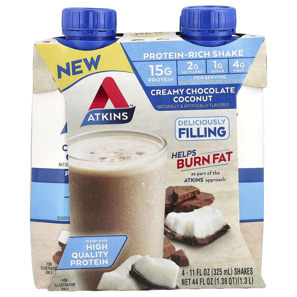 Protein Rich Shakes, Creamy Chocolate Coconut, 4 Shakes, 325Ml (11Fl Oz) Each