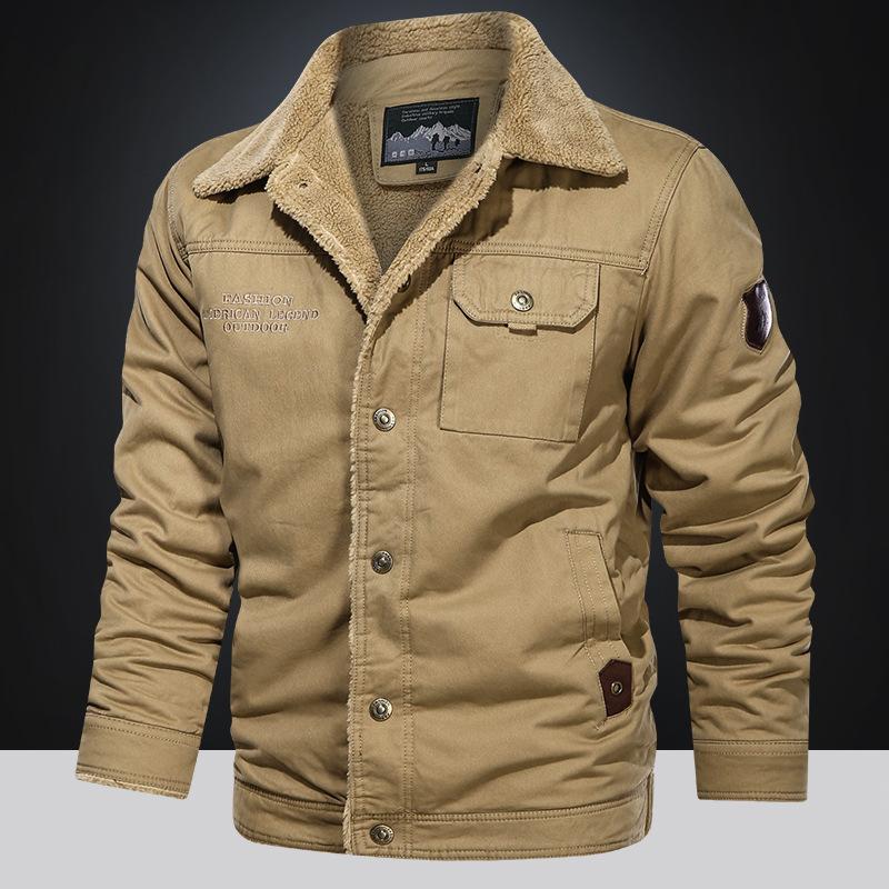 New Winter Men's Lamb Wool Coat Workwear Cotton Jacket for Young and Middle-aged People Large Size Hooded Plus Velvet Thickened Cotton Jacket