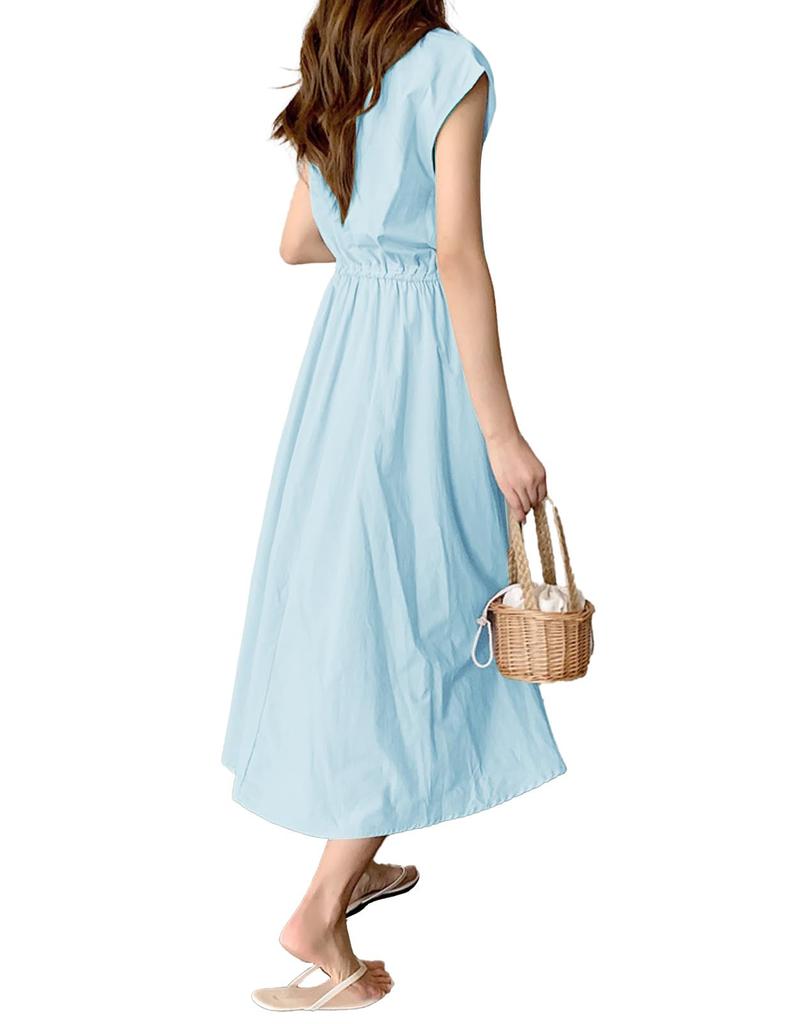Sorosis Повседневный Круглый вырез Длинный Свободный Идеально для Повседневного и Особого Лета Размер Маленький Женское Платье, Без рукавов, А-силуэт, Длина до колена, Расклешенное, Горловина, Платье,