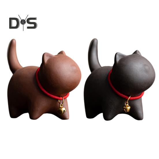 Чайный сервиз «Котенок» с изображением питомца в стиле кунг-фу, изготовленный вручную из фиолетового песка, для чайного домика в стиле восточной элегантности, для стола, домашнего офиса, чайной комнаты, уникальный подарок для любителей чая