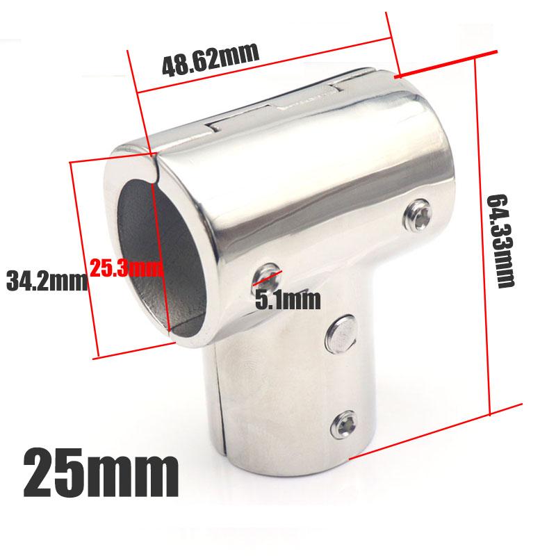 22/25/30mm Boat Fitting Tee Connector Stainless Steel Tee Split Connector 60/90 Degree Tee Fitting for Boat Hand Rail Fitting