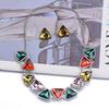 Colored Triangle Glass Set Necklace Stud Earrings Elegant Date Evening Dress With Necklace