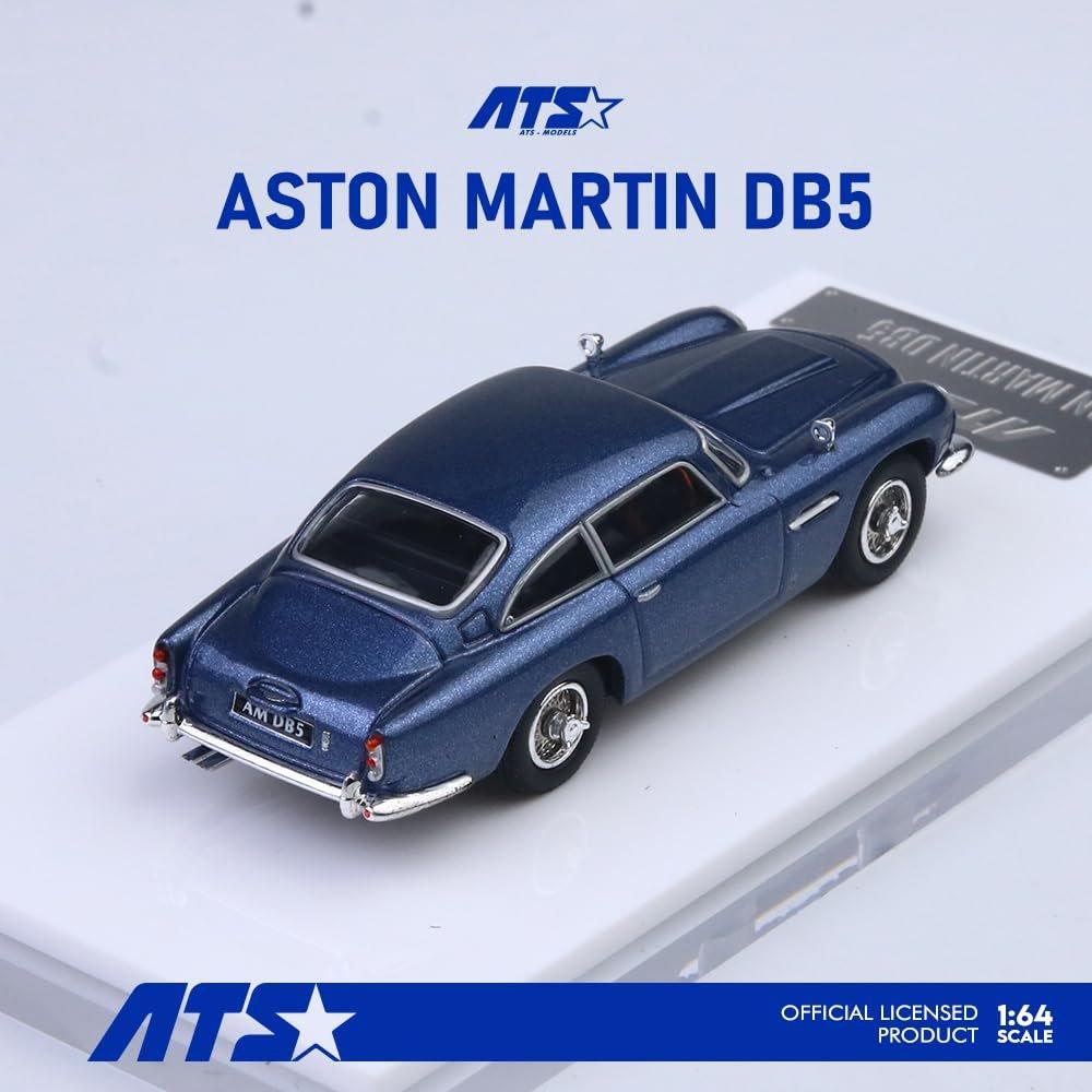 Hobby JAPAN ATS-MODELS 1/64 Aston Martin DB5 Blue Diecast Model Car ATS881204 Premium Miniature Car with Display Case