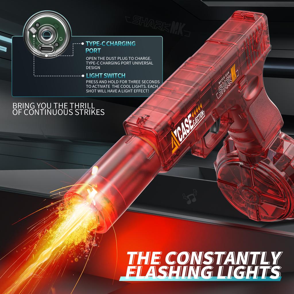 Нетоксичные Электрические Водяные Пистолеты-Игрушки с Симуляцией Выстрела и Отдачи, Детские, Автоматические Сенсорные Фонарики, Водный Пистолет, Летняя Уличная Пляжная Игрушка для Детей