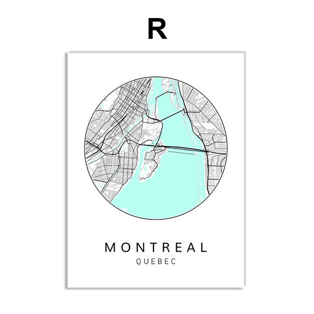 Скандинавский минималистичный холст, картина с картой мира, плакат, Бостен Лэндон, Нью-Йорк, настенное искусство, украшение для дома, комнаты, цитаты, без рамки