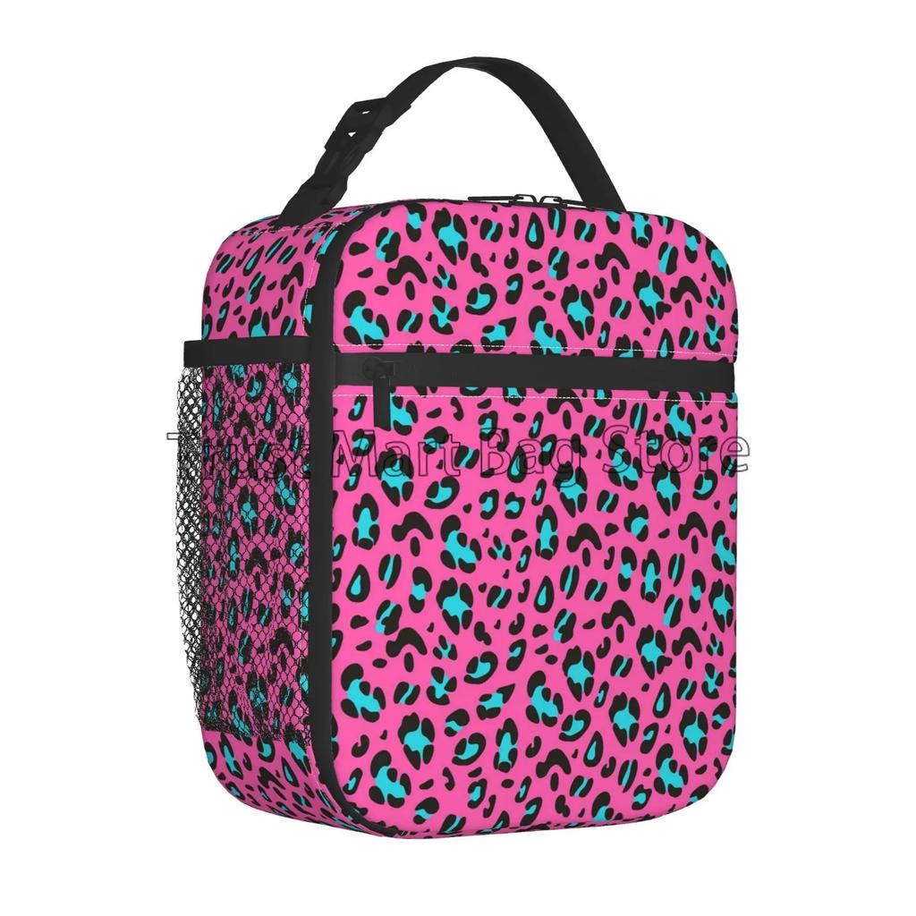 Леопардовый принт сумка для ланча Cheetah Pink Lunch Box многоразовый портативный охладитель Bento Tote для взрослых детей на работе в школе на пикнике