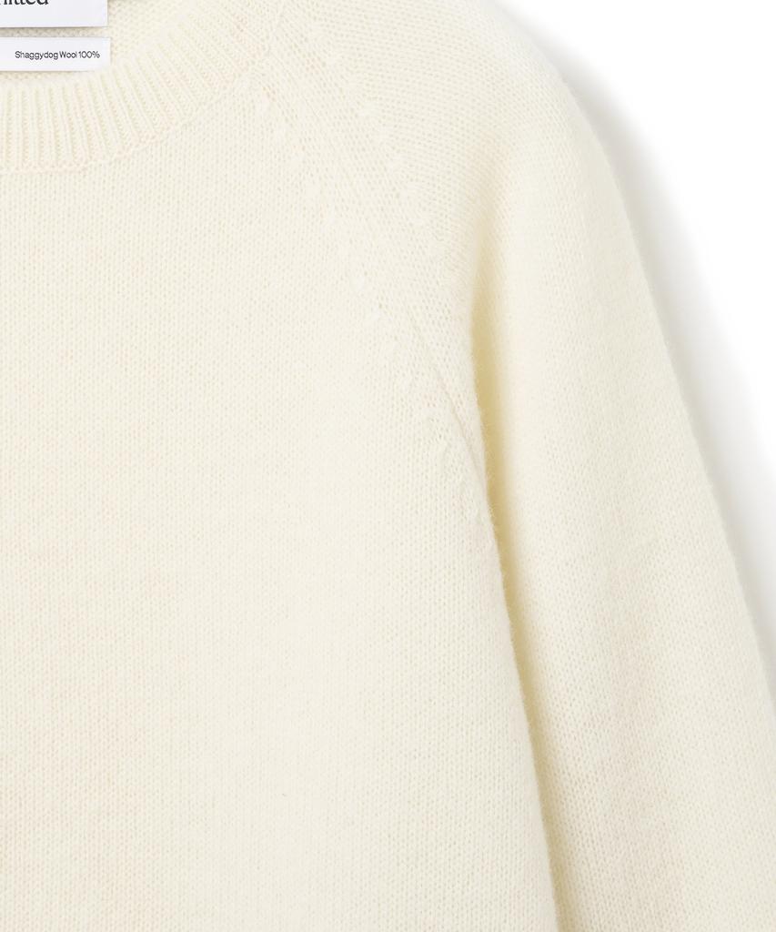 KNITTED Shaggy Dog 100% Wool Round Knit Ivory