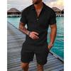 2025 summer men's 3D digital printing short-sleeved polo fashion sports and leisure suit foreign trade men's solid color
