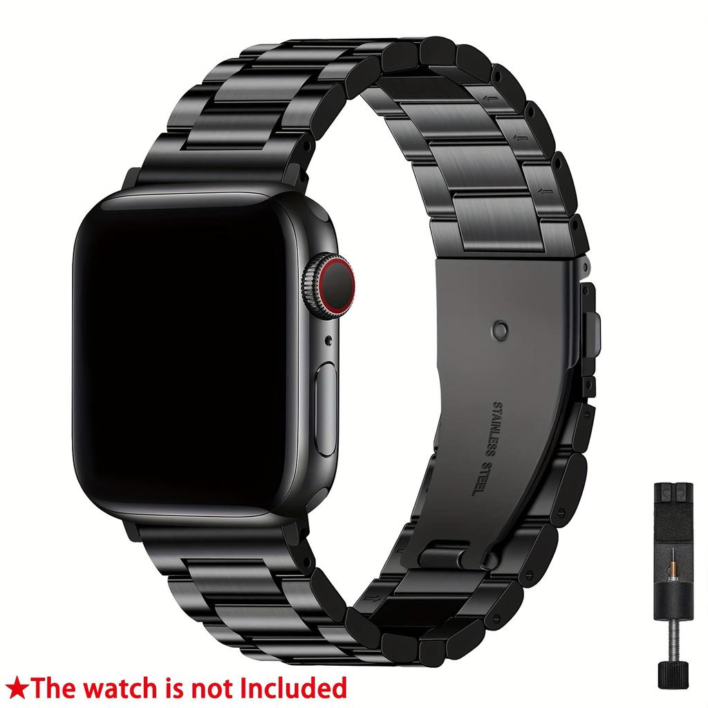 Ремешок для Apple Watch из нержавеющей стали с надежной застежкой Tang и корпусом | Подходит для часов Series 1-Ultra размером 38–45 мм
