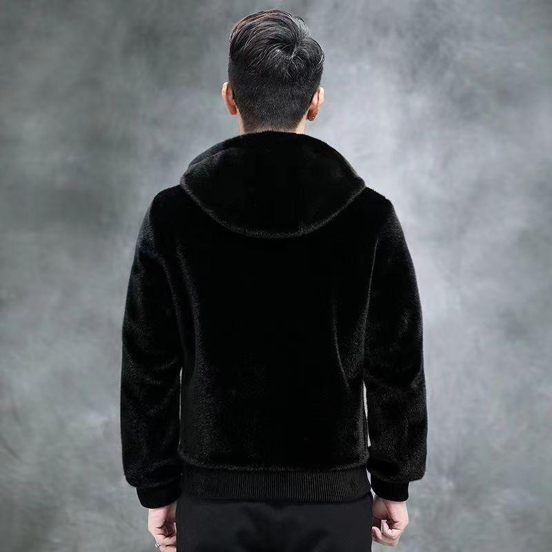 Норковая шуба с капюшоном, мужская норковая шуба из натурального меха норки, мужская зимняя бархатная утолщенная теплая