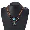 Butterfly-shaped Wooden Beaded Double-layer Necklace, Women's Retro-style Woven Rope Collarbone Chain