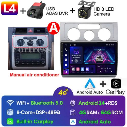 10-дюймовый GPS-навигатор Android Auto для Volkswagen Touran 1 2003 - 2010 Автомобильный радиоприемник Видео Мультимедийный проигрыватель 4G BT Wireless CarPlay