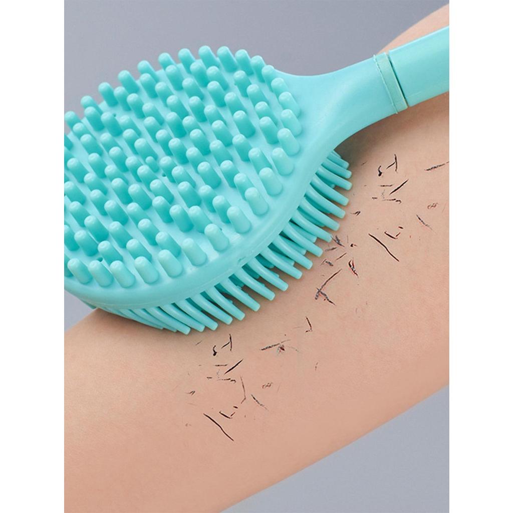Soft Silicone Back Scrubber Shower Bath Body Brush with Long Handle, BPA-Free, Hypoallergenic, Eco-Friendly