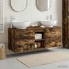 Bathroom Furniture Set 3 pcs Smoked Oak 129 x 44.5 x 80 cm