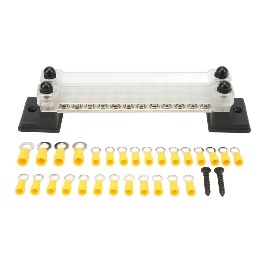 Power Distribution Block with Cover 24 Terminal 150A 12‑48V for Car RV Ship Yacht Pickup Truck Power System