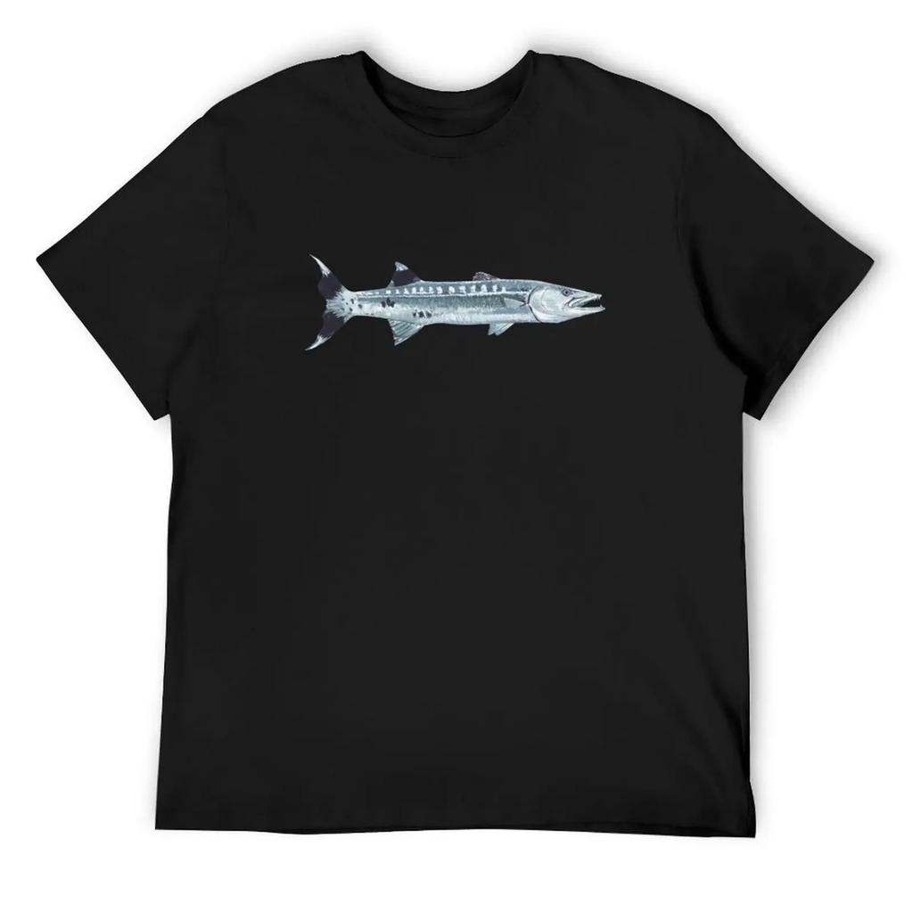 Футболка GREAT BARRACUDA-Sphyraena barracuda оверсайз корейская мода футбольная футболка рубашки мужские с принтом