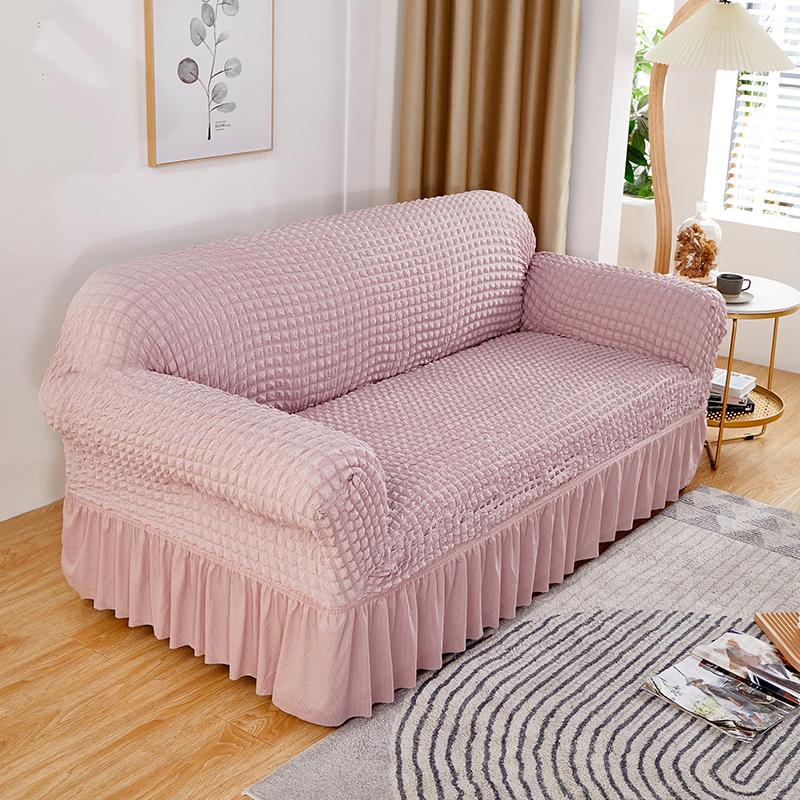 High Elastic Bubble Grid Sofa Cover 1/2/3/4 with Skirt Hem, All Season Universal Pet Anti Dirt