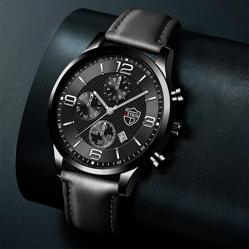 Роскошные модные мужские часы мужские деловые кожаные кварцевые наручные часы мужские спортивные часы-браслет календарь дата часы