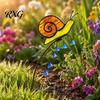 Cute Insect Garden Decorations Iridescent Dragonfly/Butterfly/Ladybug/Bee/Snail Stake, Lily of The Valley Metal Yard Art for Outdoor Ornaments