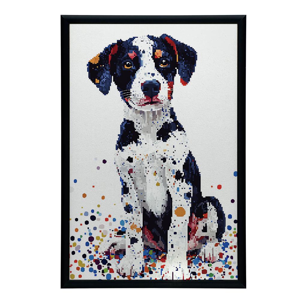Plakat Z Psem W Kolorowej Mozaice Plakat Z Psem W Kolorowej Mozaice, 50X70 Cm, Rama Aluminiowa Czarna, Papier Matowy 230 Gsm