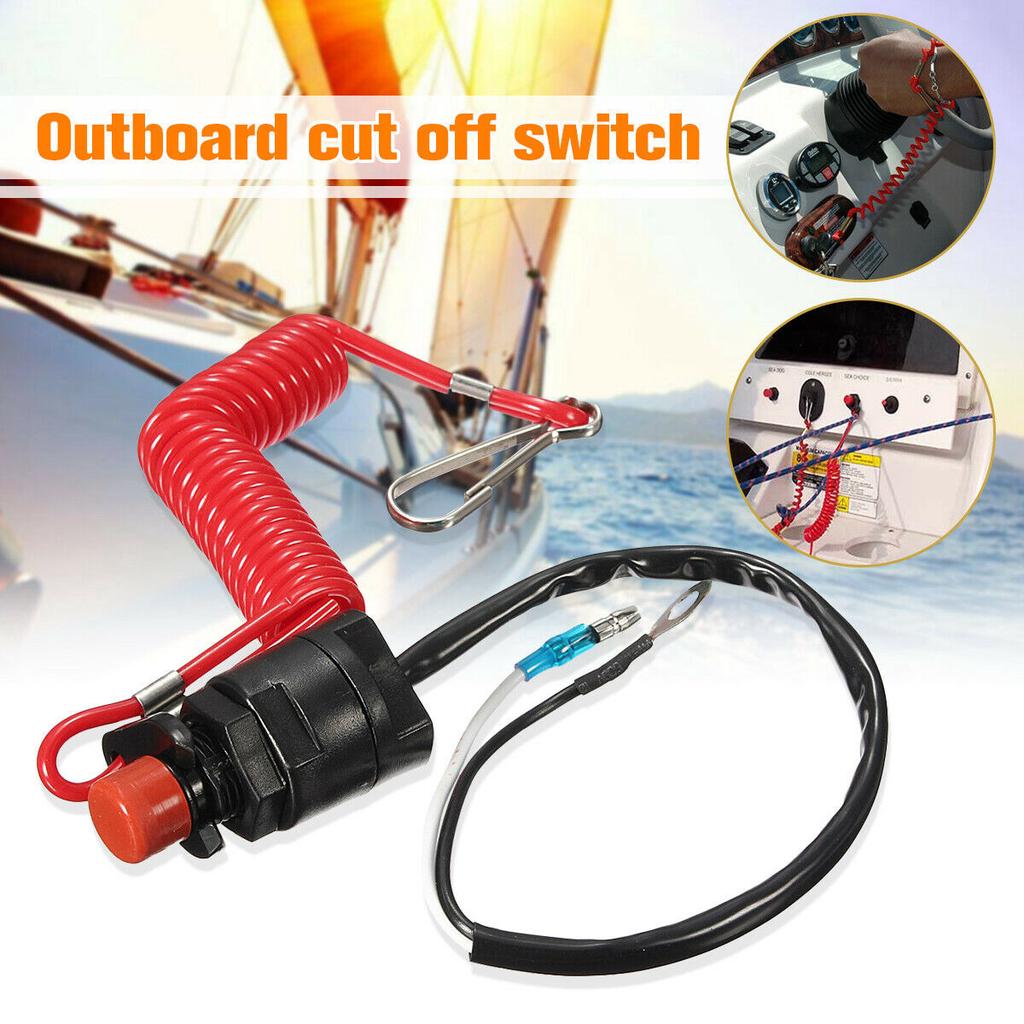 Boat Motor Emergency Kill Stop Switch for Yamaha /Tohatsu Outboard Stop Kill Switch Cut Off Switches with Safety Tether