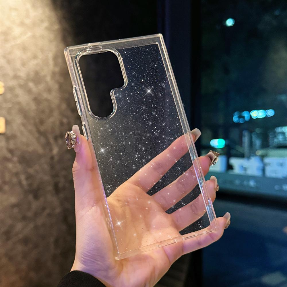 Прозрачный чехол для телефона Galaxy Samsung S25 с блестками S24ultra Подходит для S25 Магнитный чехол S24FE