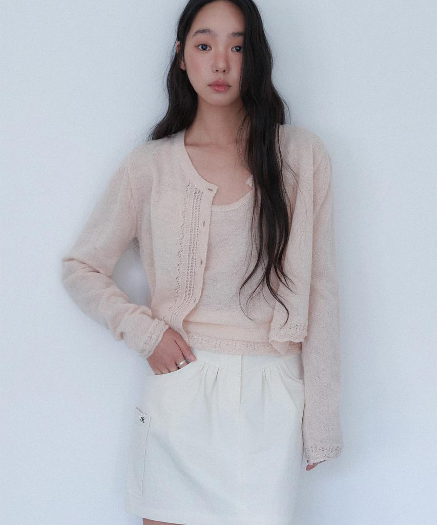 Auro Shirring Cargo Mini Skirt [ Cream ]