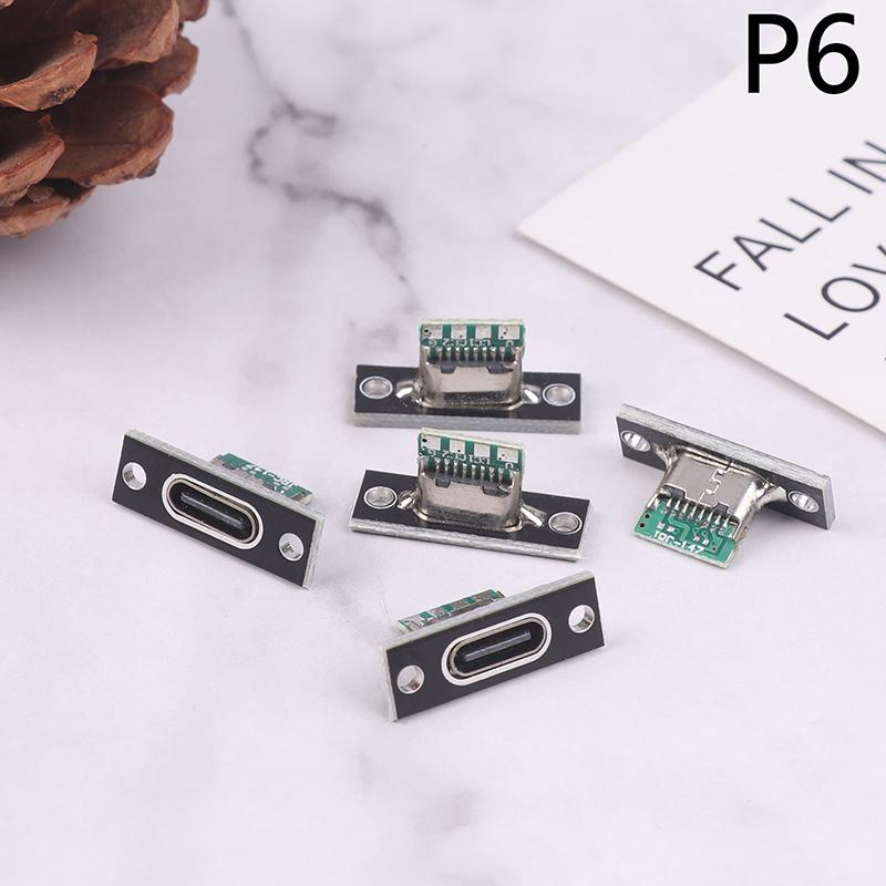 5Pcs Usb 3.1 Type C Socket With Screw Fixing Plate Type-C Usb Jack 3.1 Type-C 2Pin 4Pin Female Connector Jack Charging Port