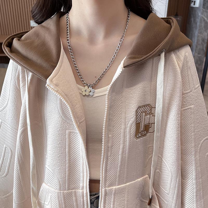 Женская повседневная куртка с капюшоном в стиле колор-блок - Корейский стиль, Легкая, Свободного кроя, Миниатюрная, для Весны/Осени 2025.